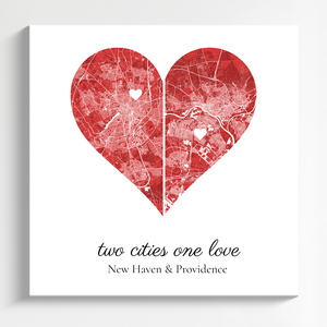 Heart Map: Two Cities, One Love - Personalize Your Relationship's Key Places