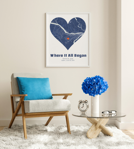 Personalized Heart Map: Where Your Love Story Began!