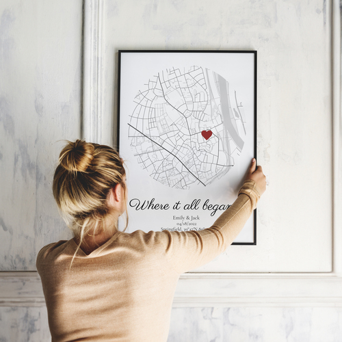 Personalized Map: Celebrate Your Love Story with a Unique, Custom Design